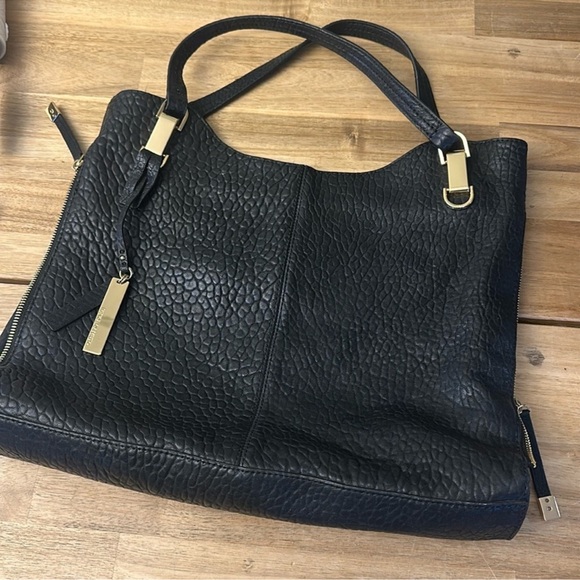 Vince Camuto Black Riley Leather Textured Tote with Silver Purse - Picture 2 of 11